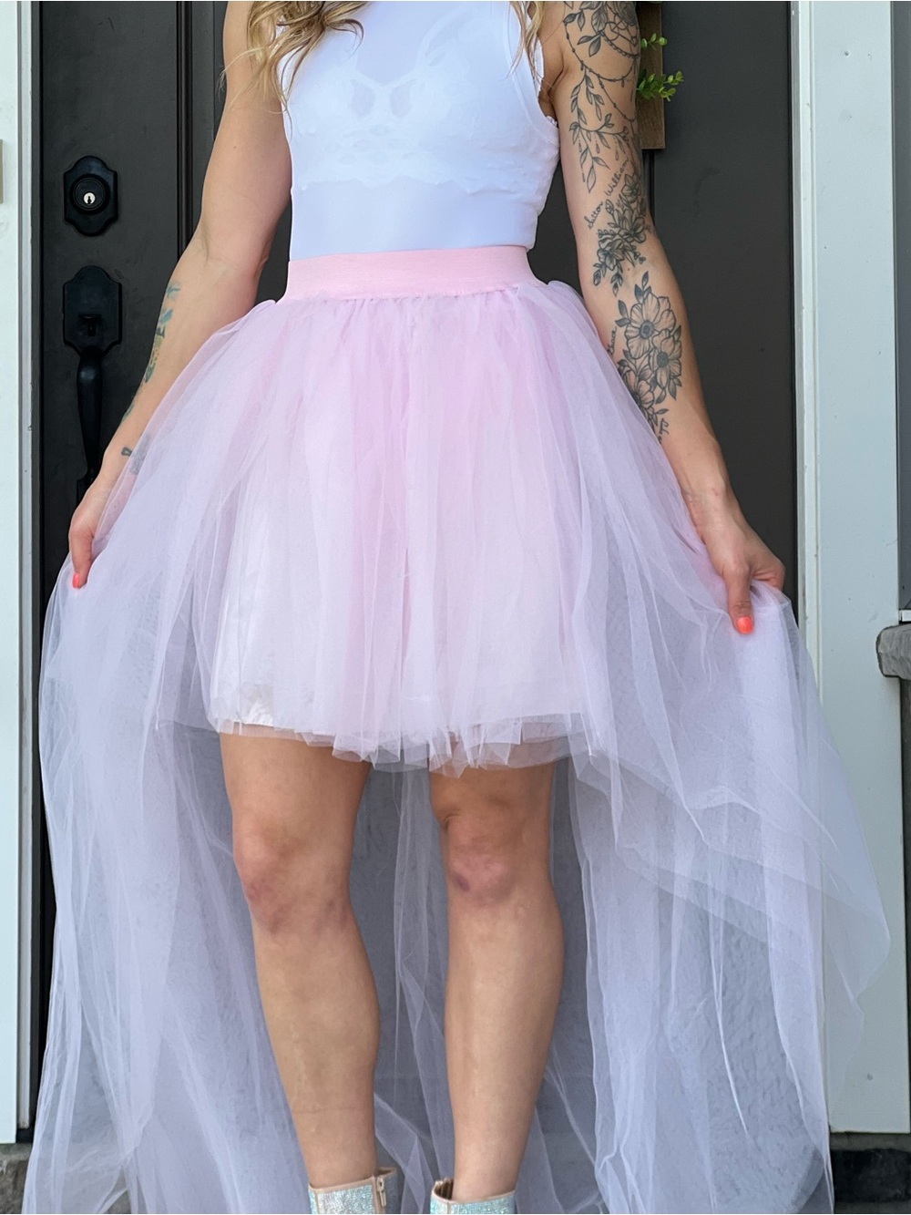 Soft Pink Tulle High-Low Women’s Skirt